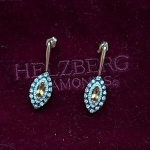 14K Gold earrings diamonds & topaz